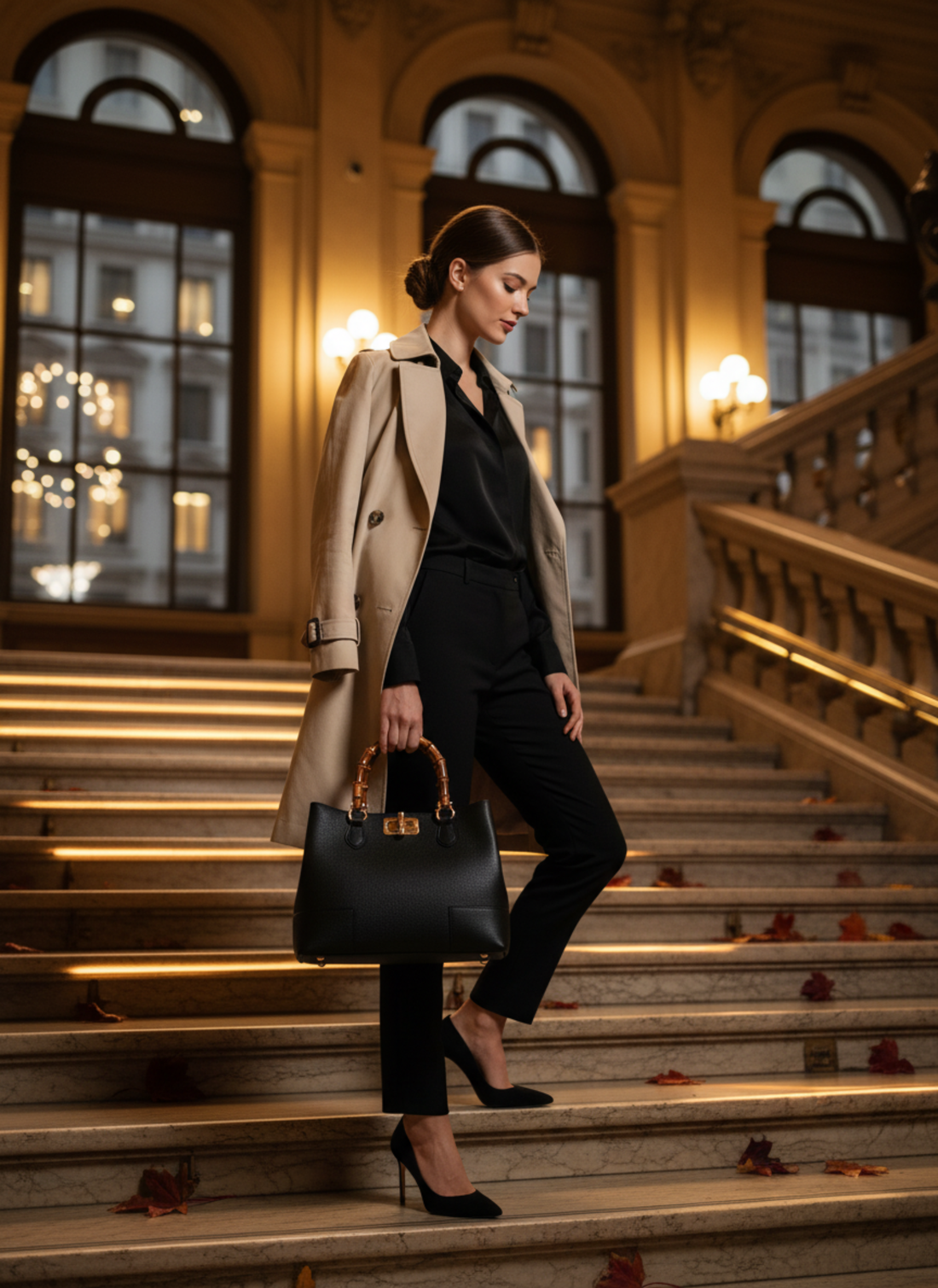 Borsa Bamboo Babe in pelle Dollaro Nera