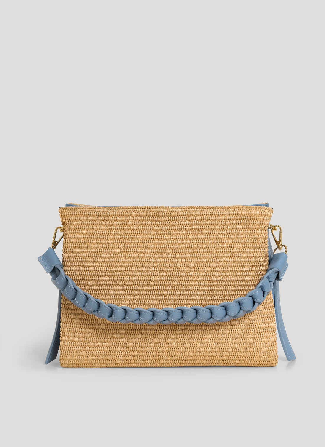 Borsa Braid in Pelle e Rafia Denim - Voemièn