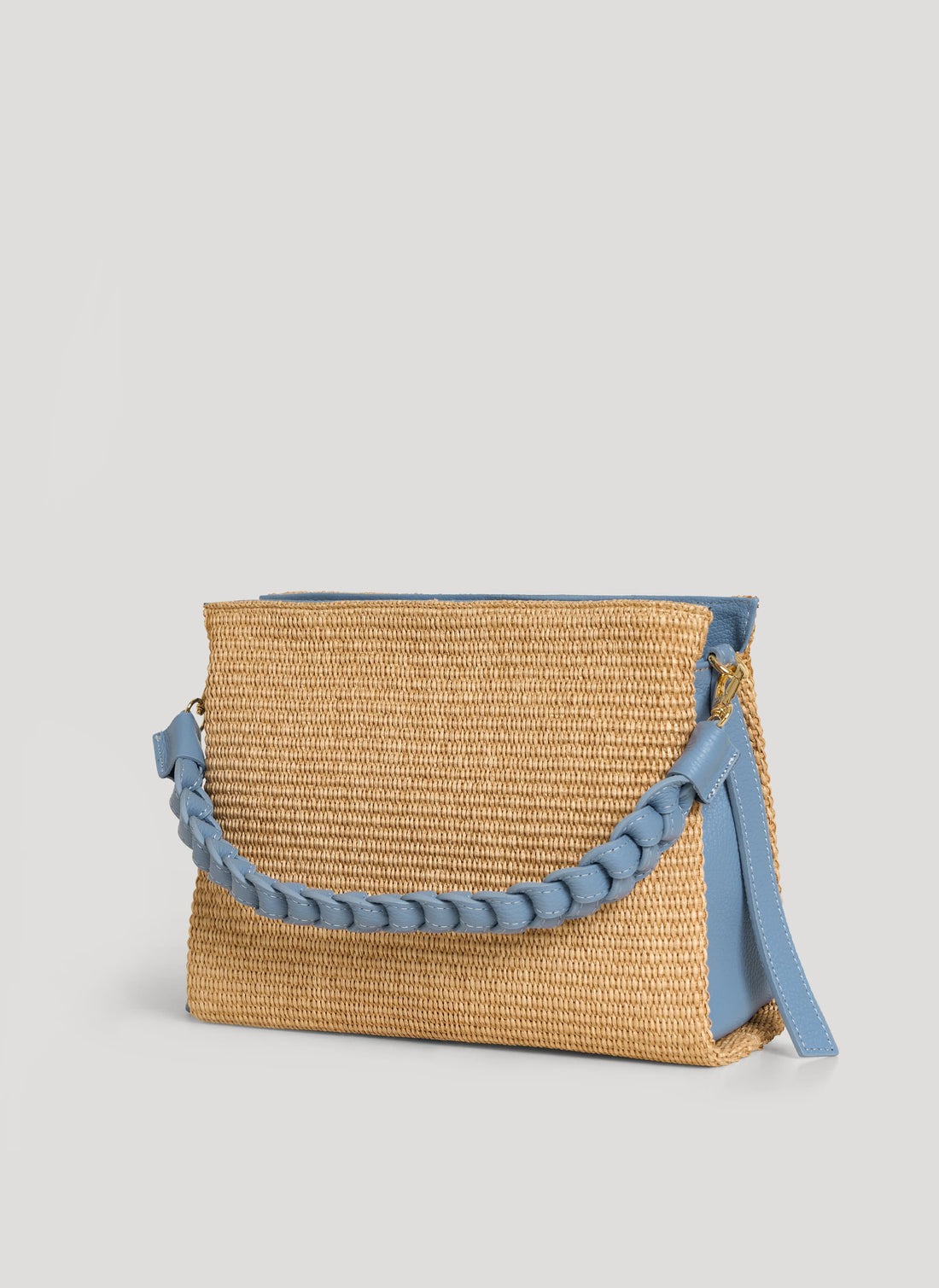 Borsa Braid in Pelle e Rafia Denim - Voemièn