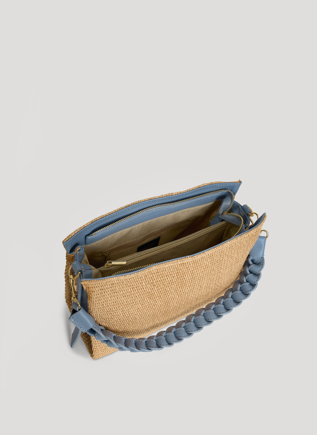 Borsa Braid in Pelle e Rafia Denim - Voemièn