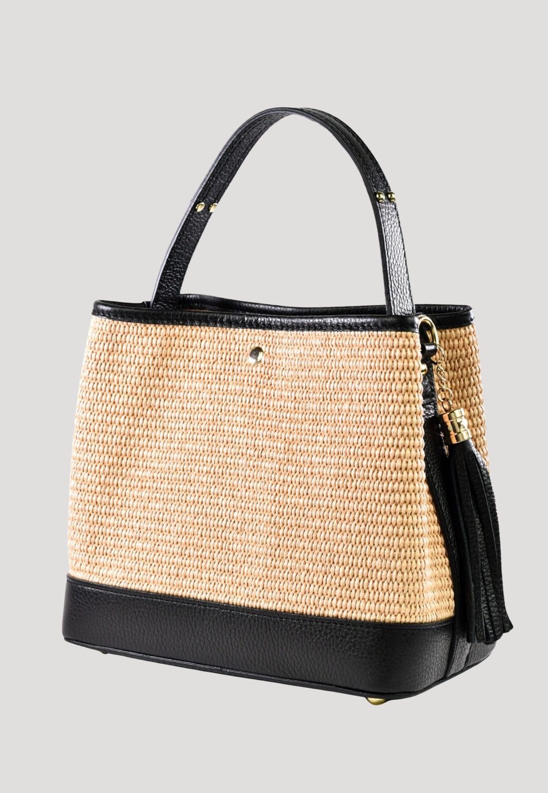 Borsa Kendy in pelle Dollaro e rafia Nera