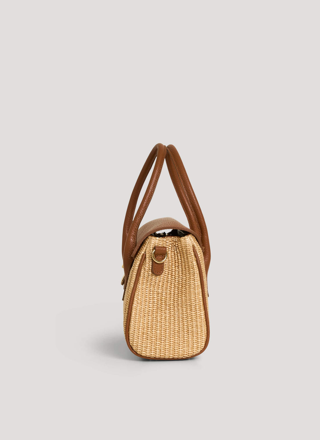 Borsa Cécile in Pelle e Rafia Cuoio - Voemièn