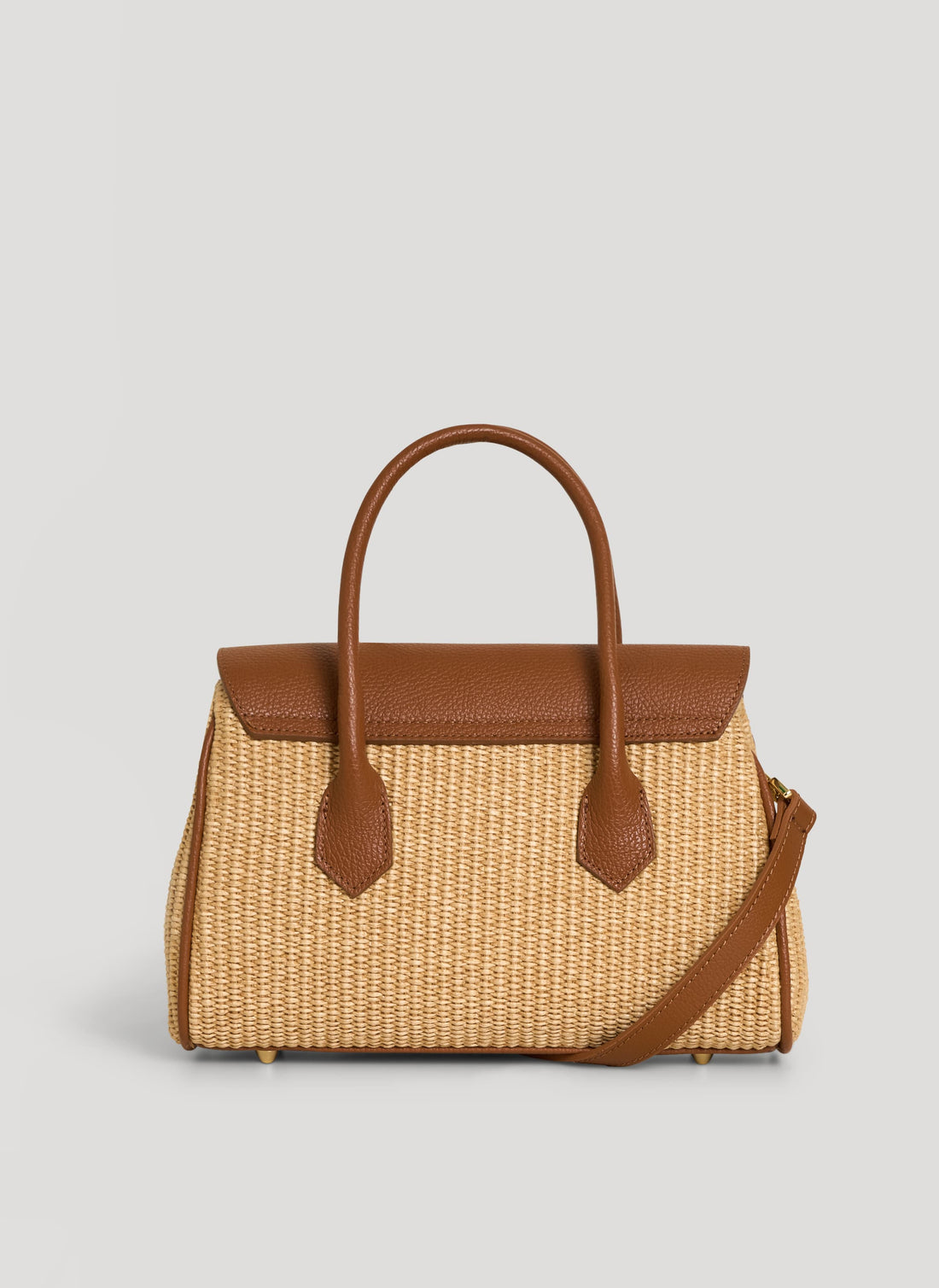 Borsa Cécile in Pelle e Rafia Cuoio - Voemièn