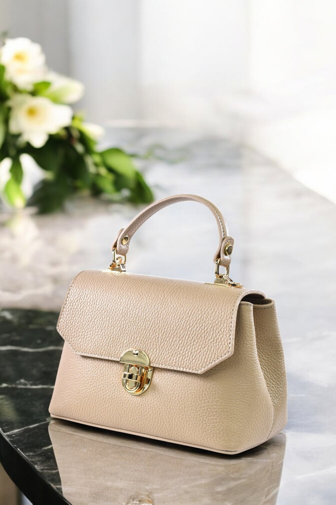 Sac Egle en cuir dollar taupe clair