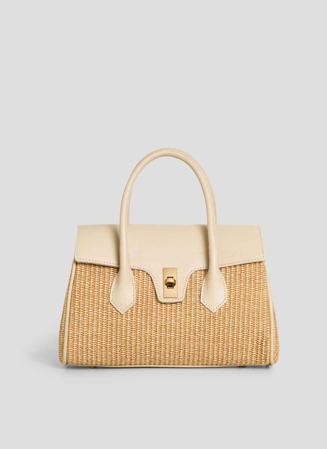 Borsa Cécile in Pelle e Rafia Crema - Voemièn