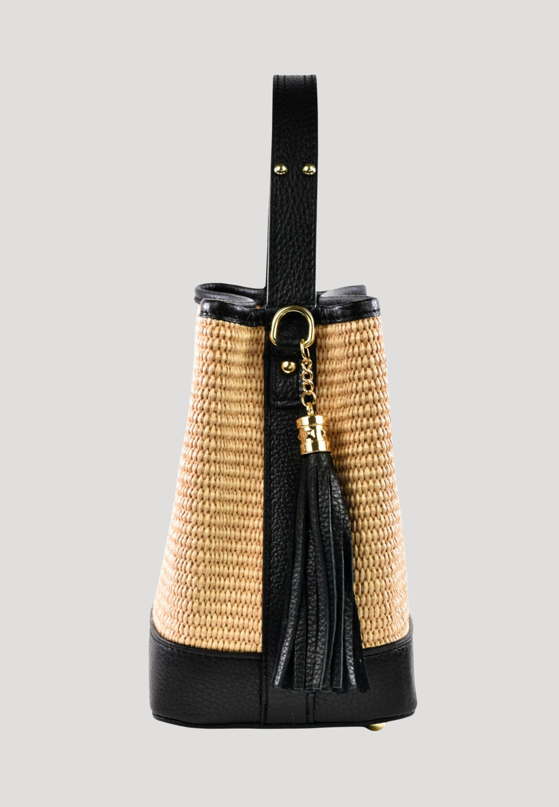 Borsa Kendy in pelle Dollaro e rafia Nera
