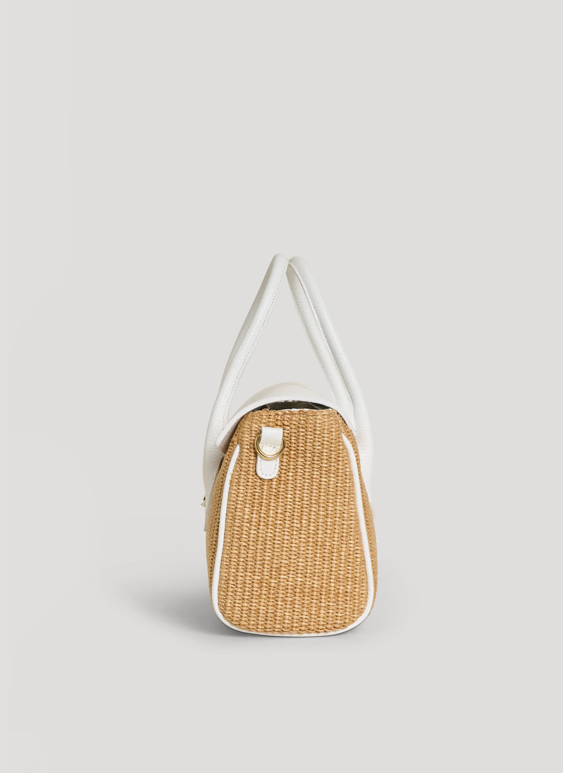 Borsa Cécile in Pelle e Rafia Bianca - Voemièn