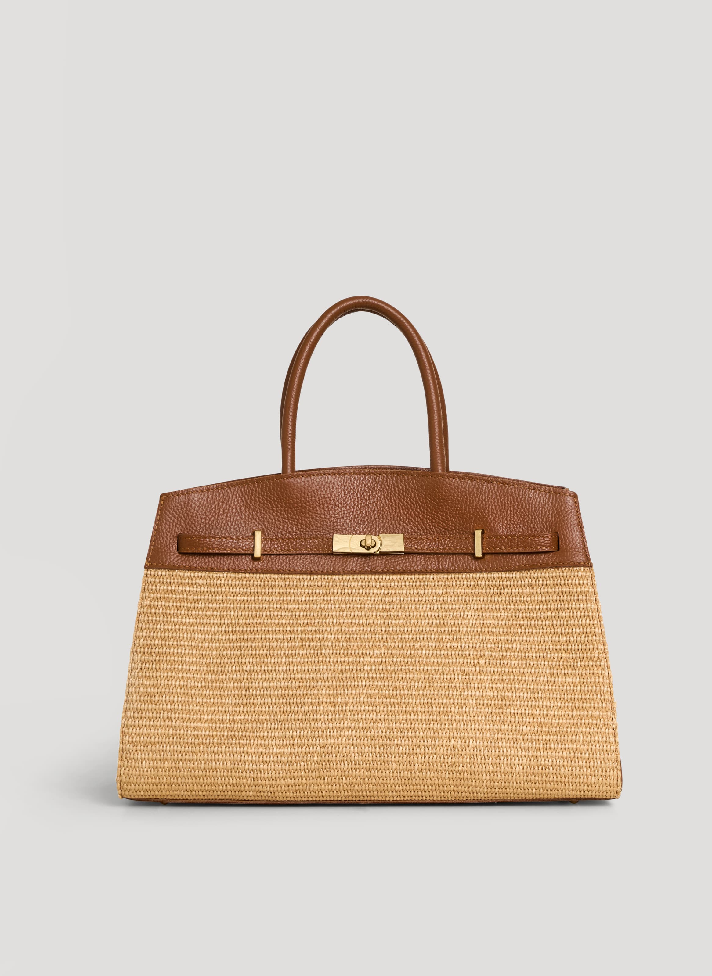 Borsa Driade in Pelle e Rafia Cuoio - Voemièn
