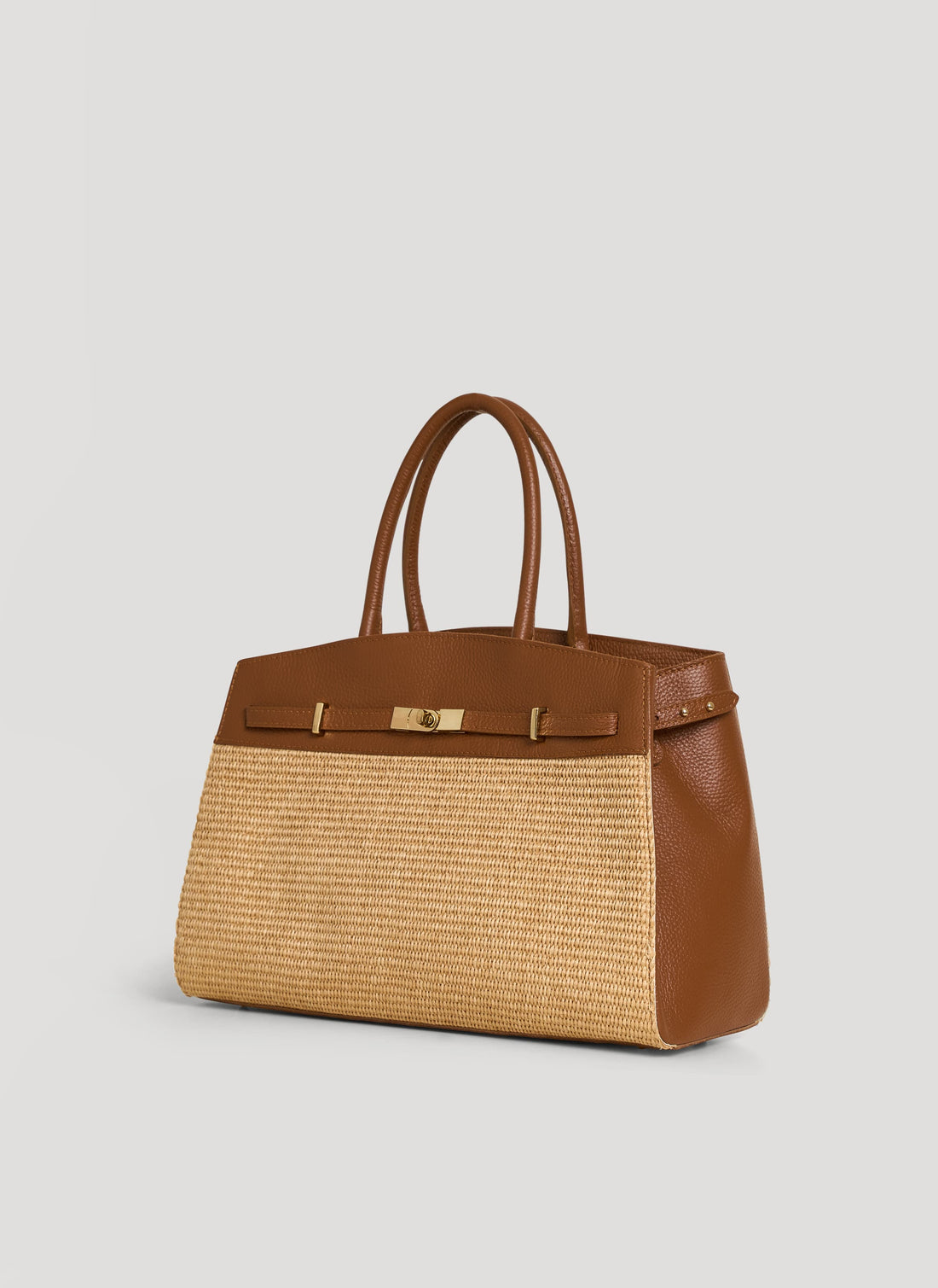 Borsa Driade in Pelle e Rafia Cuoio - Voemièn