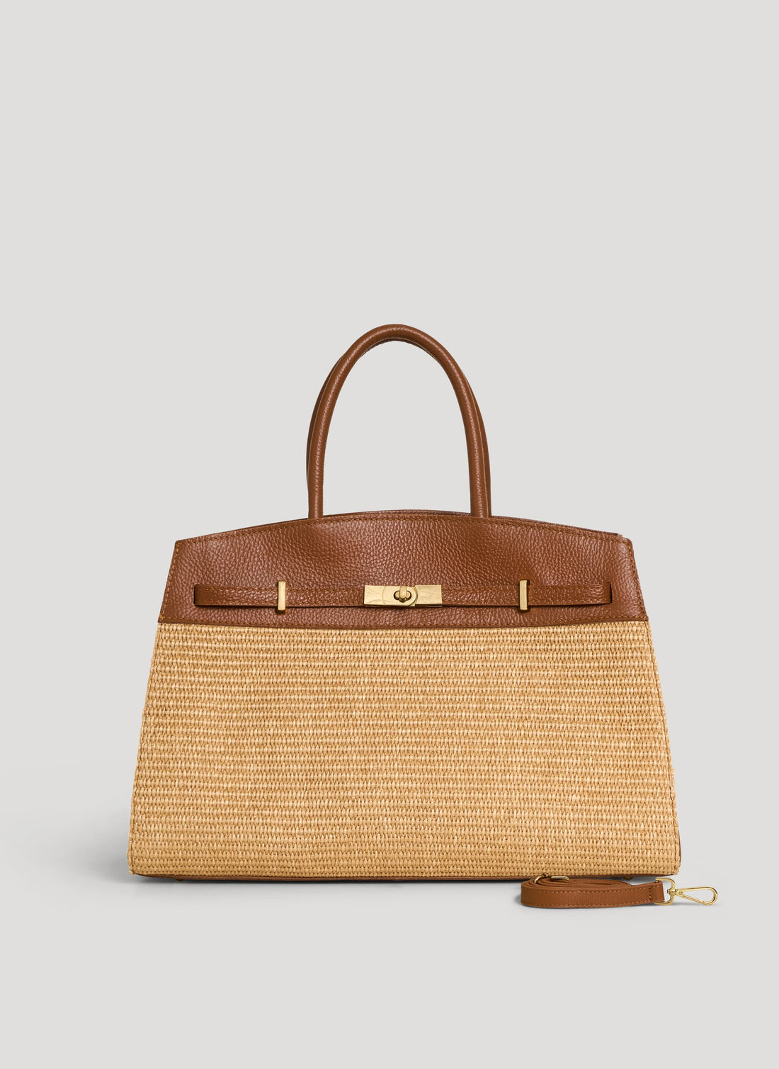 Borsa Driade in Pelle e Rafia Cuoio - Voemièn