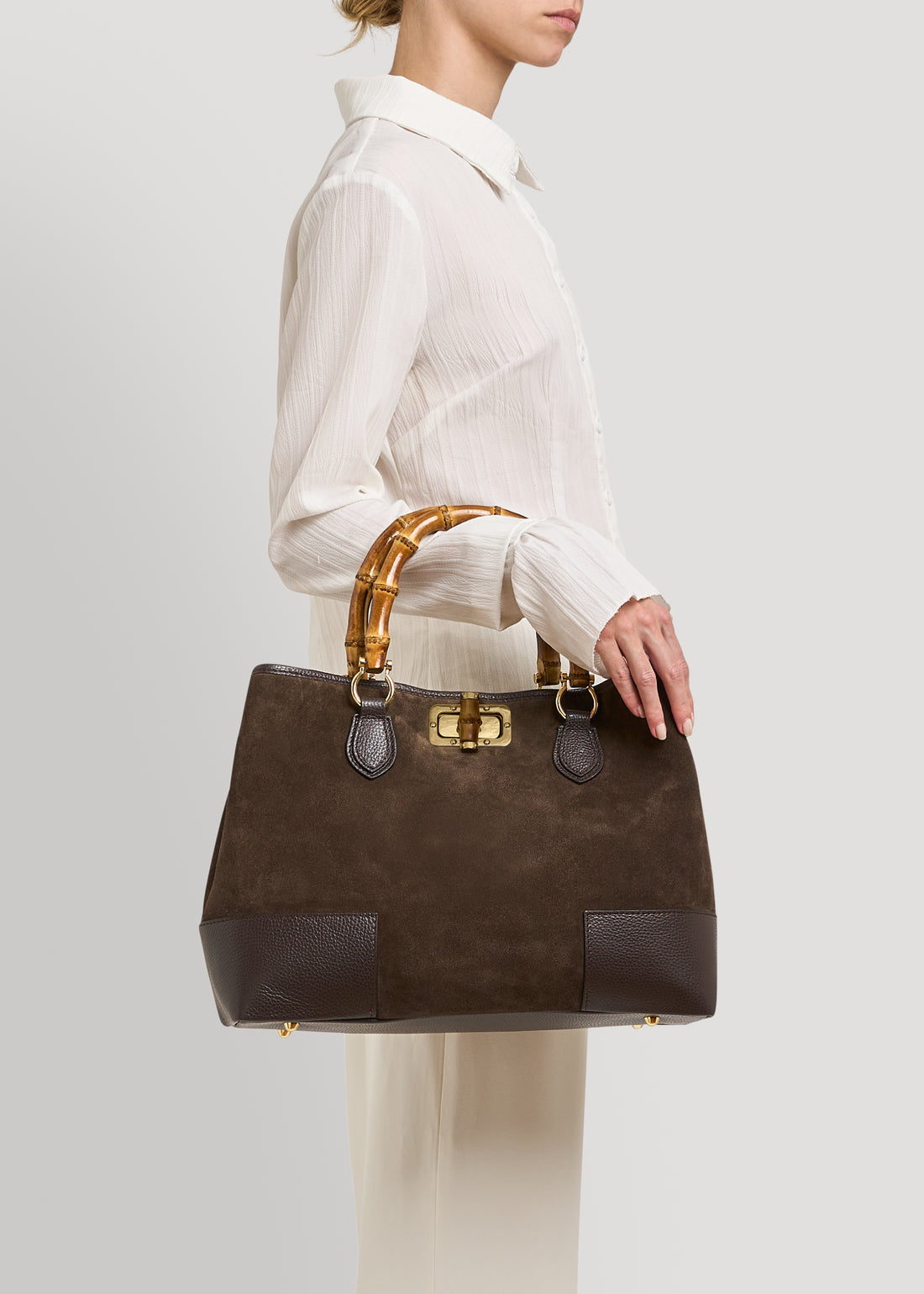 Bamboo Babe bag in Black Dollar leather