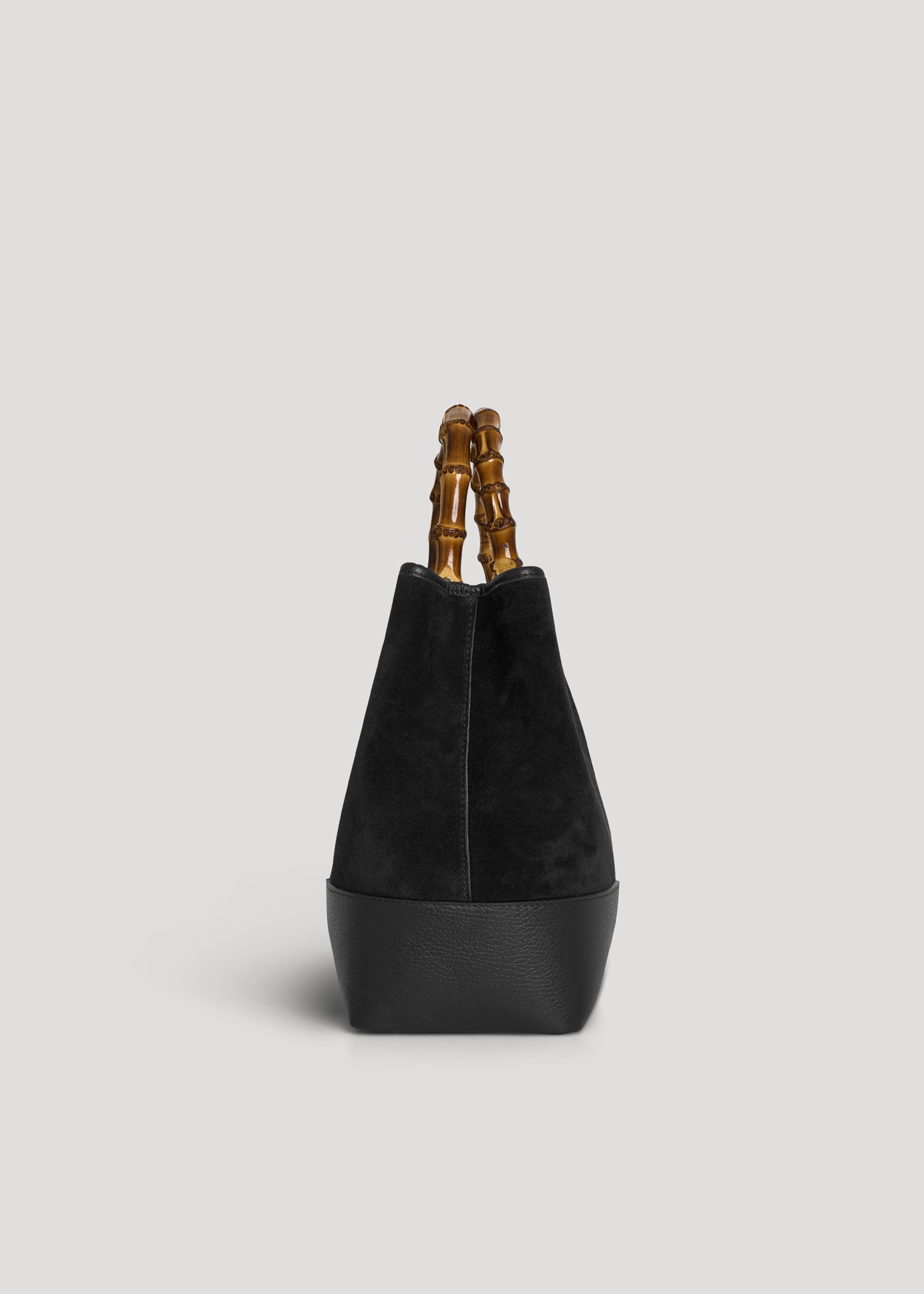 Borsa Bamboo Babe in Camoscio e Pelle Nera - Voemièn