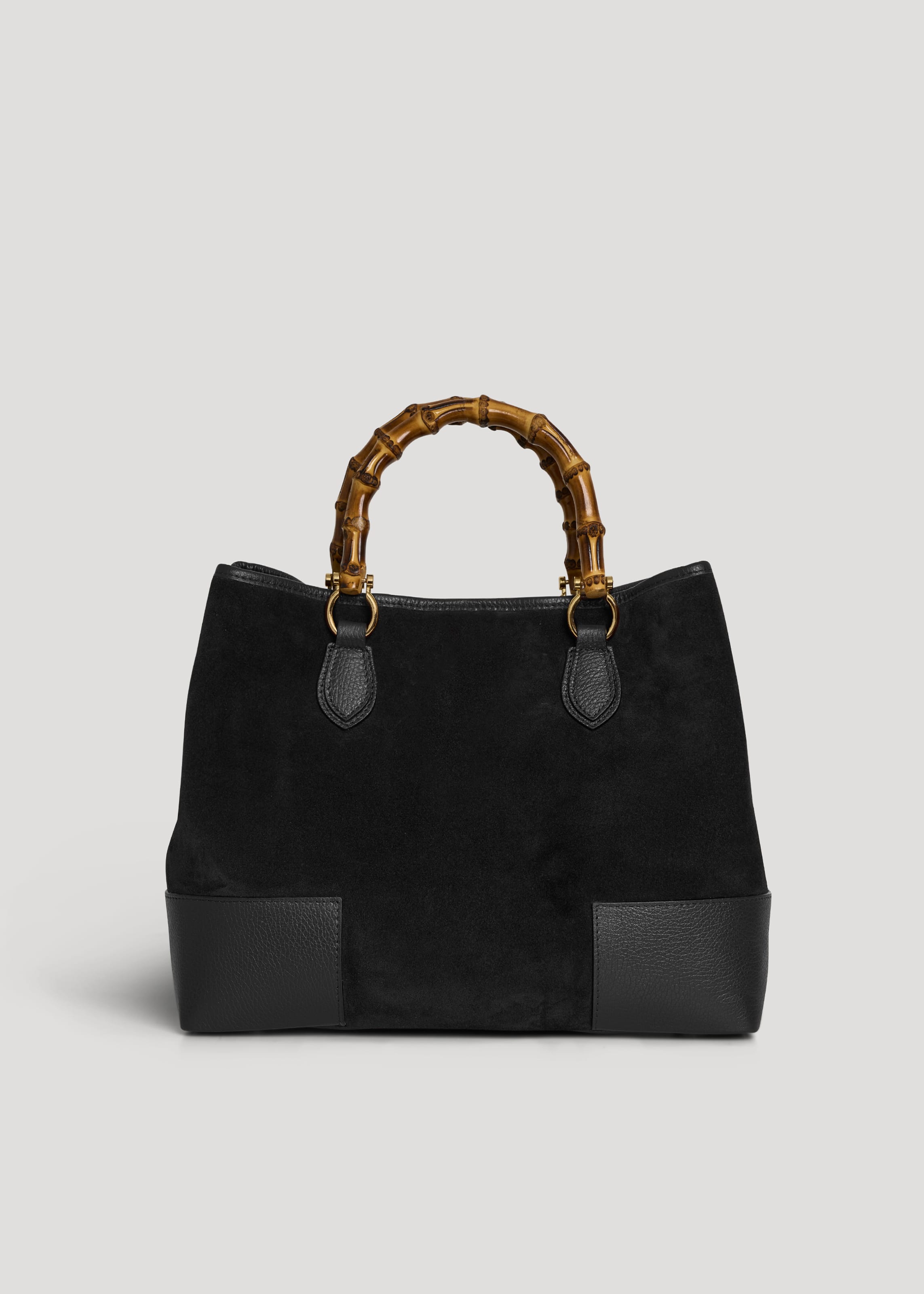 Borsa Bamboo Babe in Camoscio e Pelle Nera - Voemièn