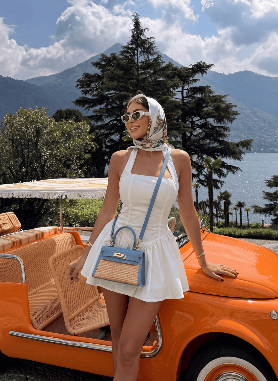 Borsa Victoria in Pelle e Rafia Denim - Voemièn