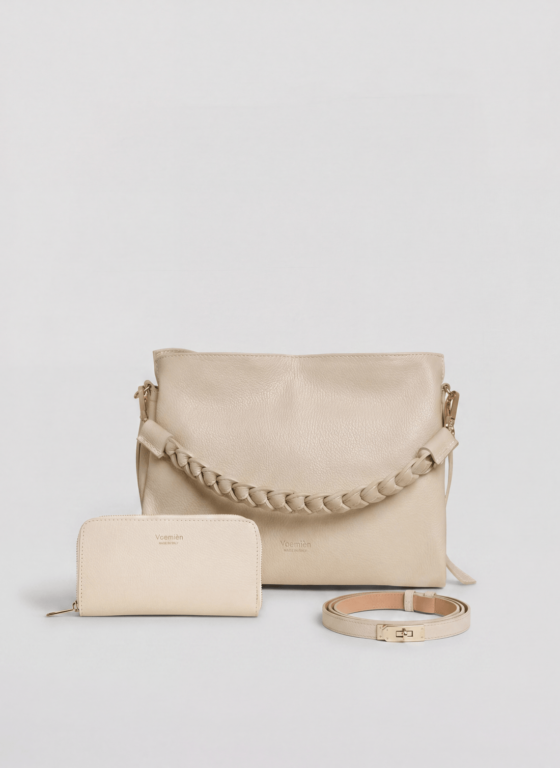 Set Braid in Pelle Dollaro Crema - Voemièn