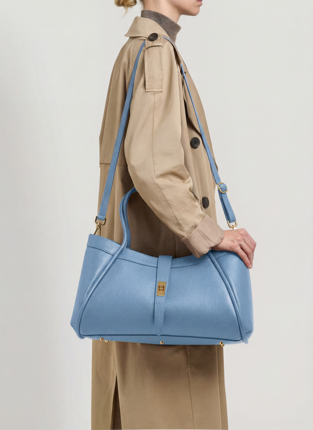 Borsa Mayfair in Pelle Togo Denim - Voemièn