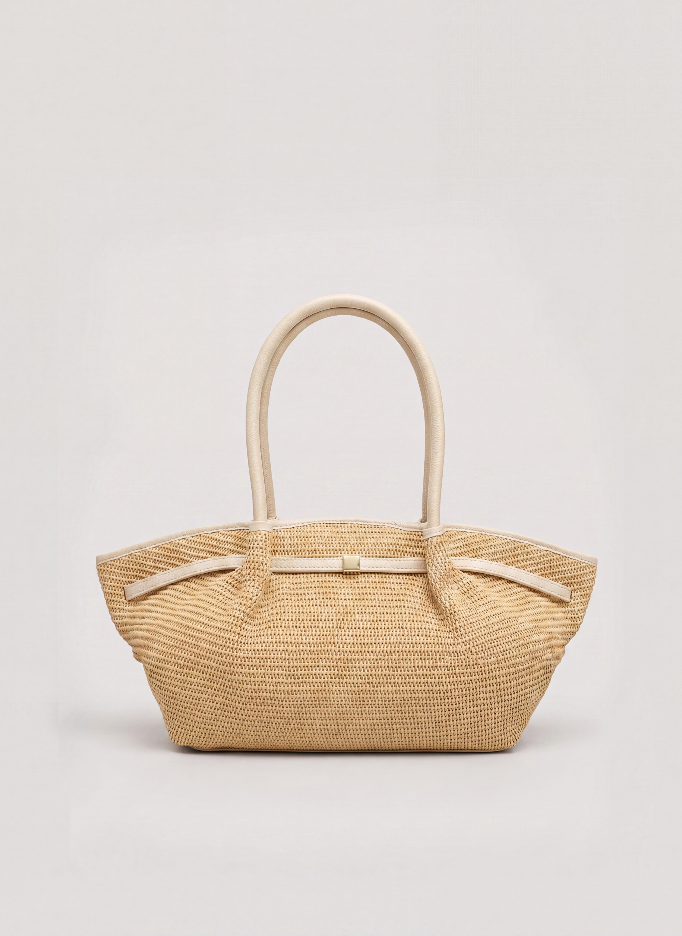 Borsa Brickell in pelle e Rafia Crema