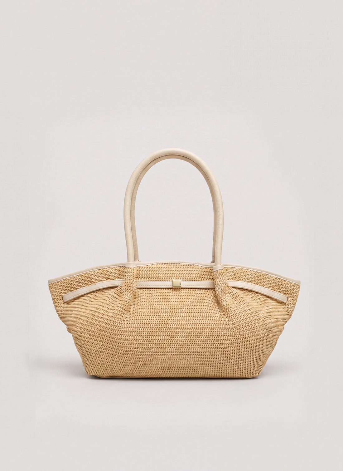 Borsa Brickell in pelle e Rafia Beige