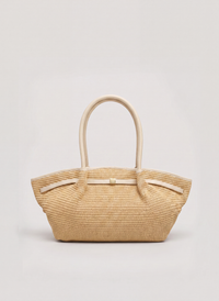Borsa Brickell in pelle e Rafia Beige