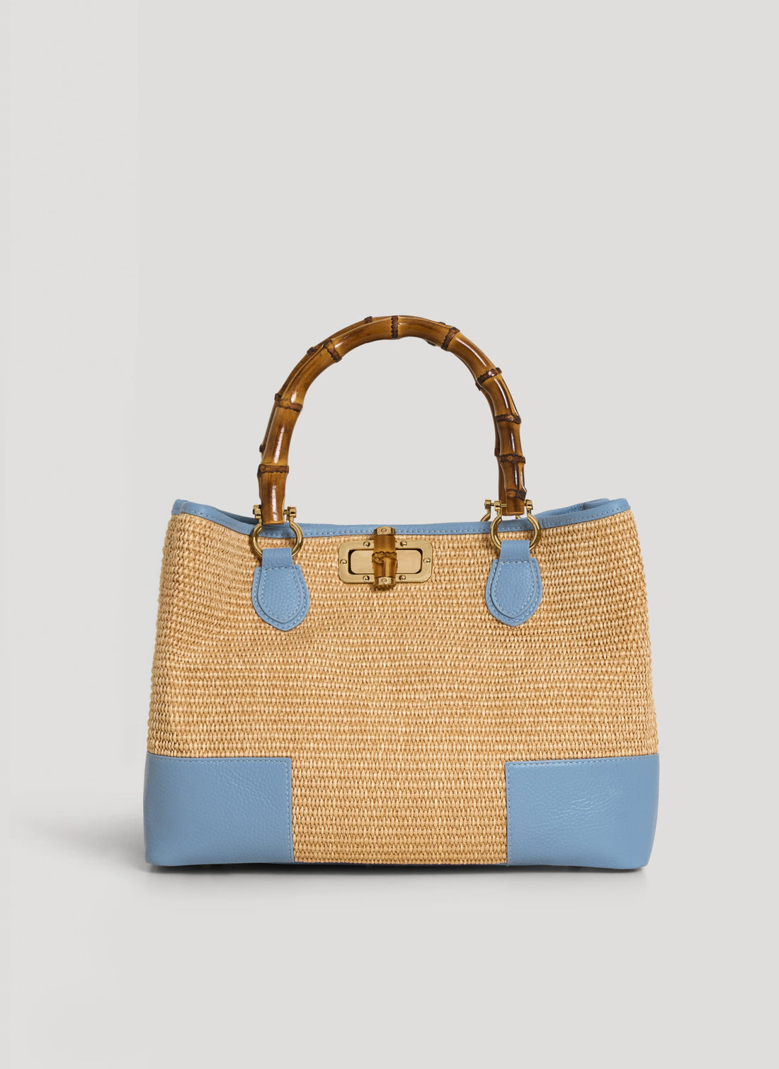 Borsa Bamboo Babe in pelle e Rafia Denim - Voemièn