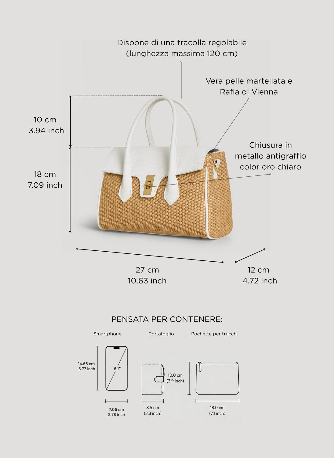 White Leather and Raffia Cécile Bag
