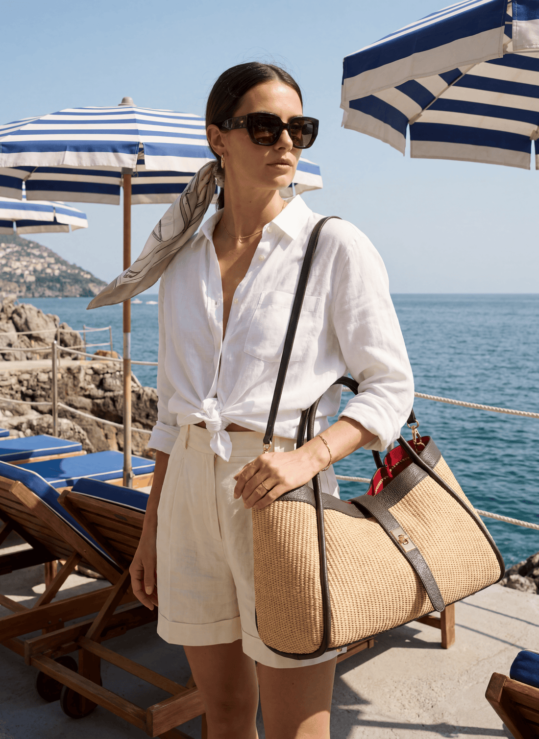 Borsa Mayfair in pelle e Rafia Testa di Moro - Voemièn