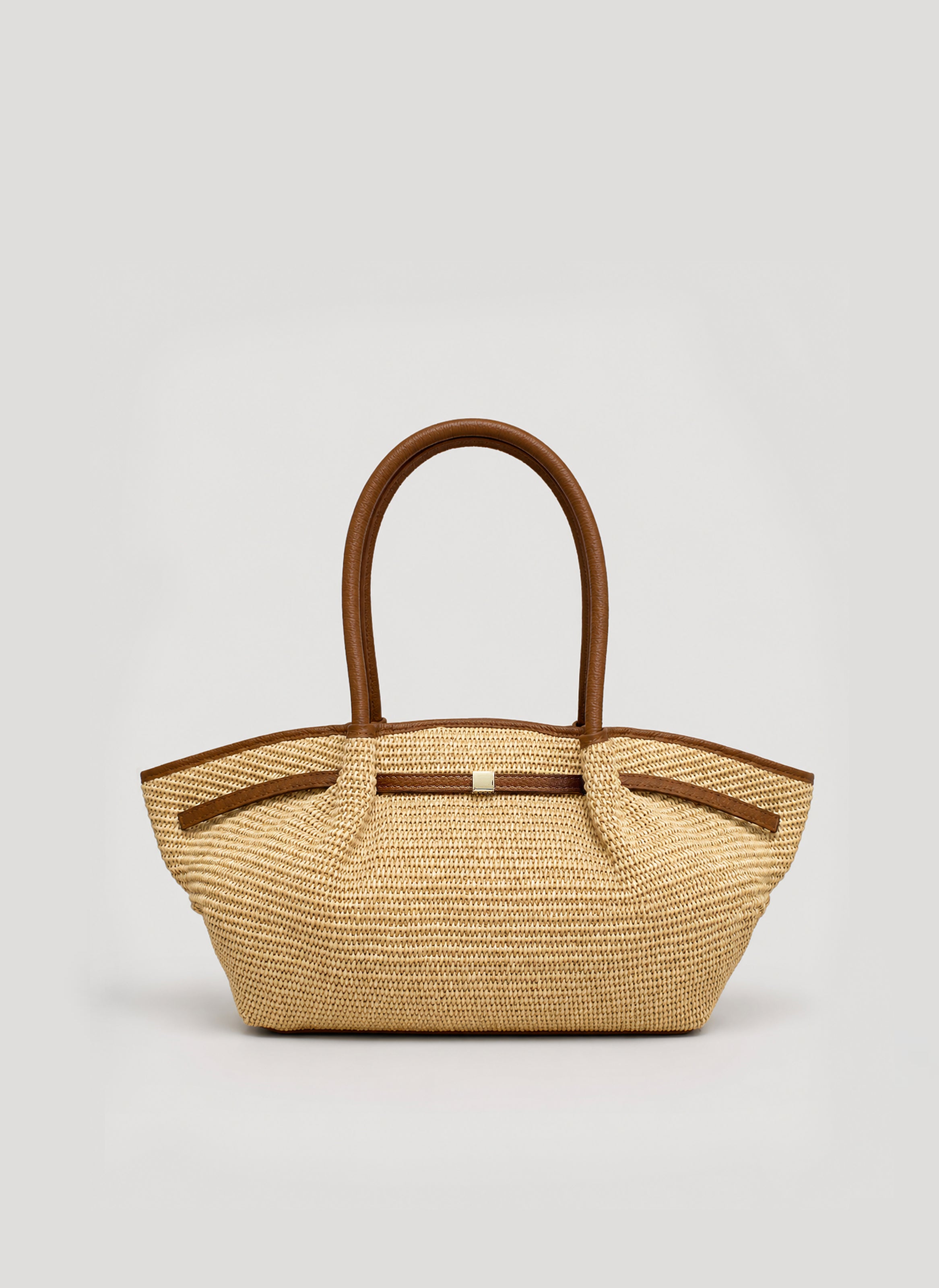 Borsa Brickell in pelle e Rafia Cuoio