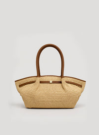 Borsa Brickell in pelle e Rafia Cuoio