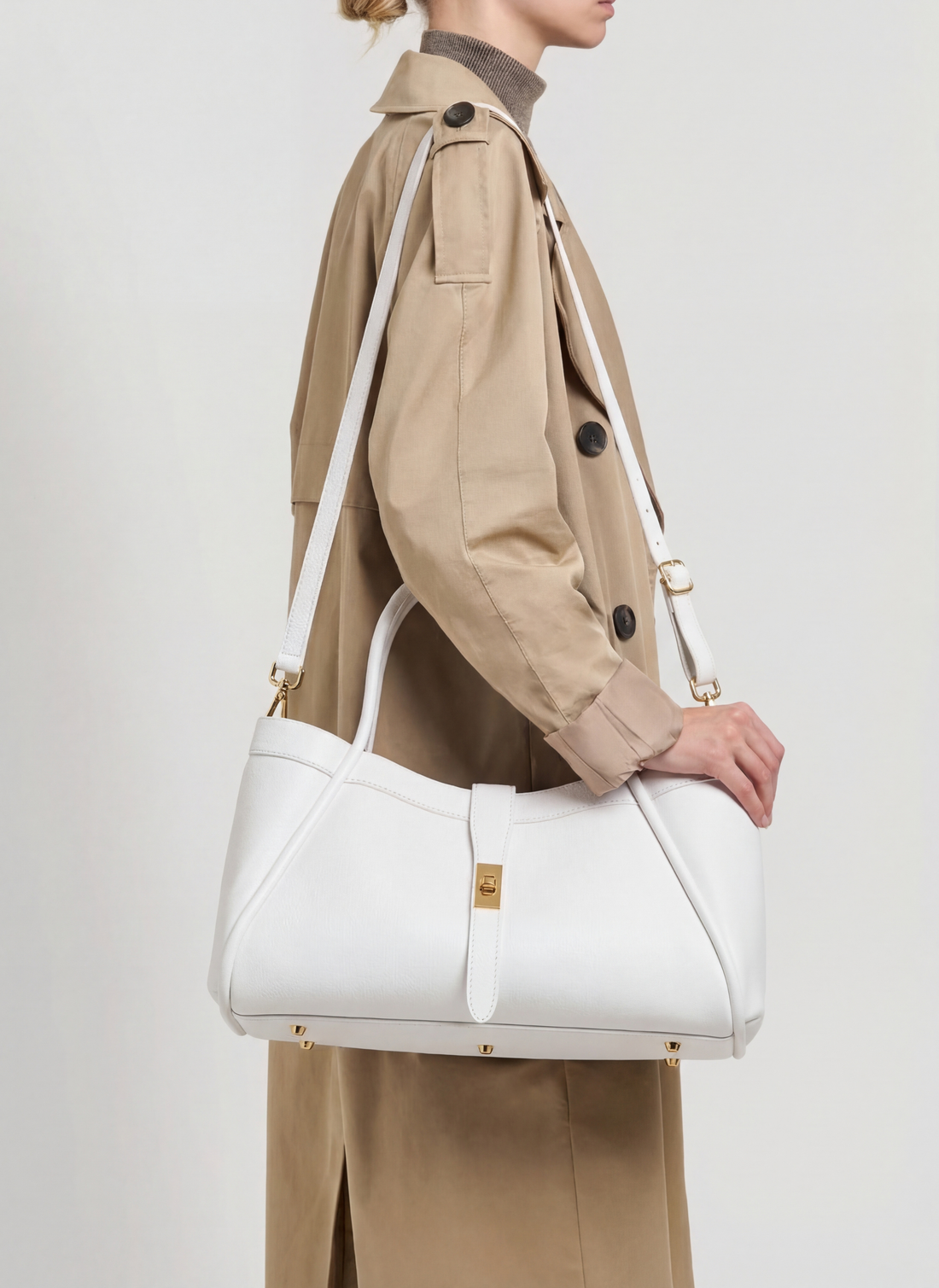 Borsa Mayfair in Pelle Togo Bianca - Voemièn