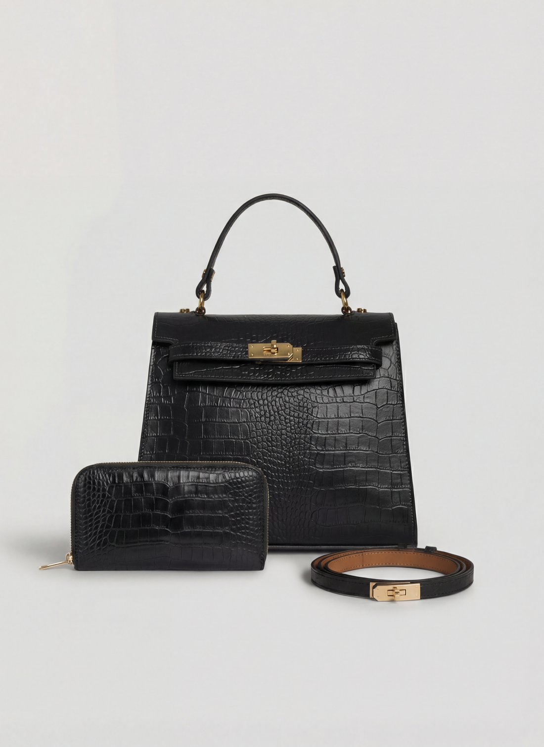 Set Zaira Limited edition in pelle coco nero - Voemièn