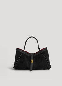 Borsa Mayfair Media in Camoscio e Pelle Togo Nera