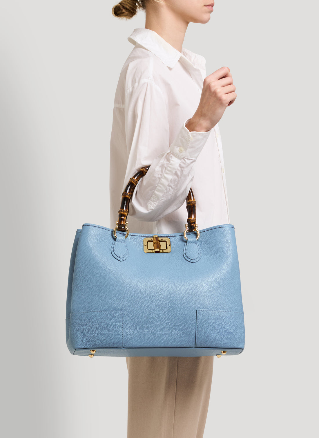 Borsa Bamboo Babe in Pelle Dollaro Denim - Voemièn