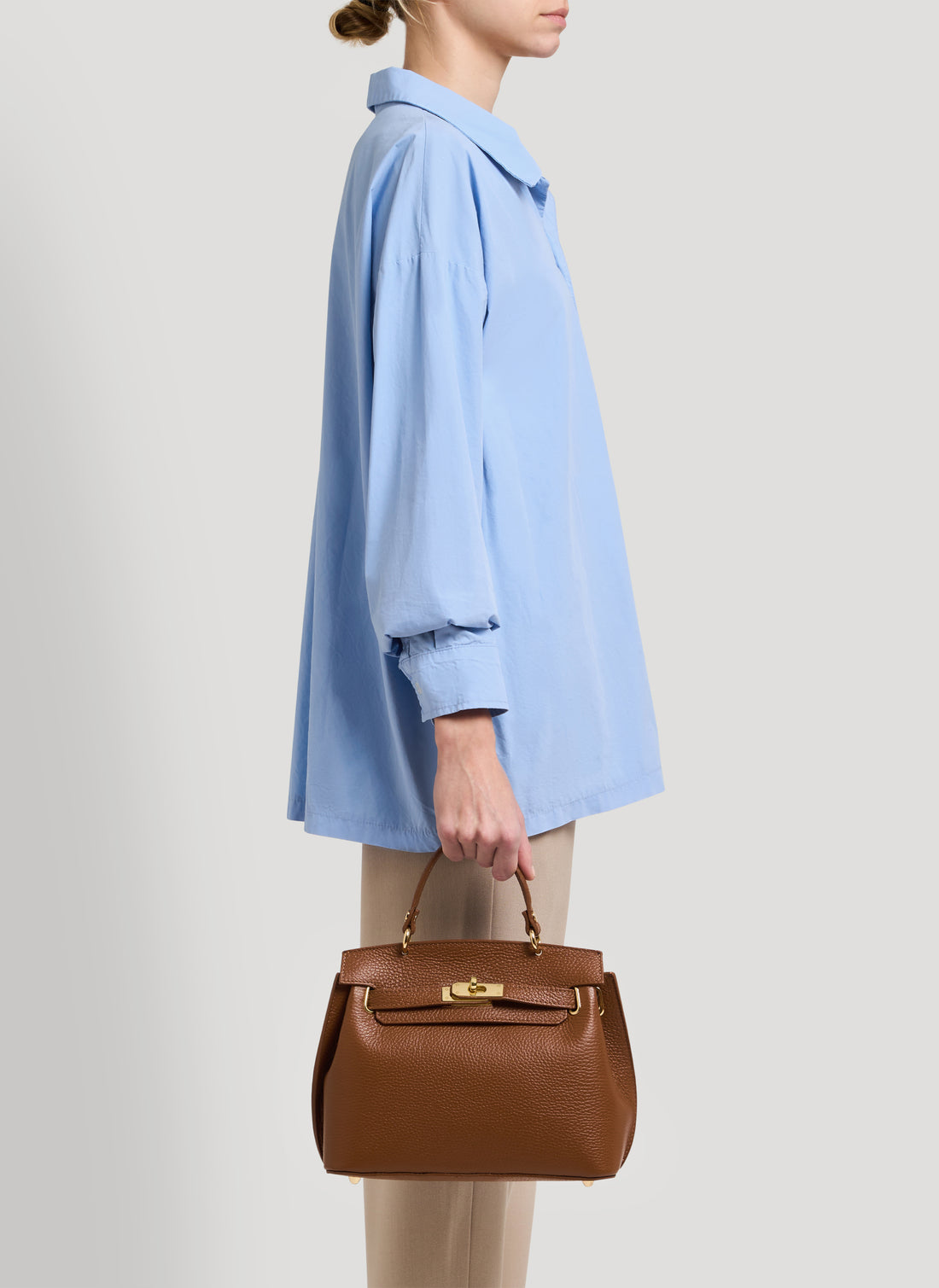 Borsa Giselle in Pelle Dollaro Cuoio - Voemièn