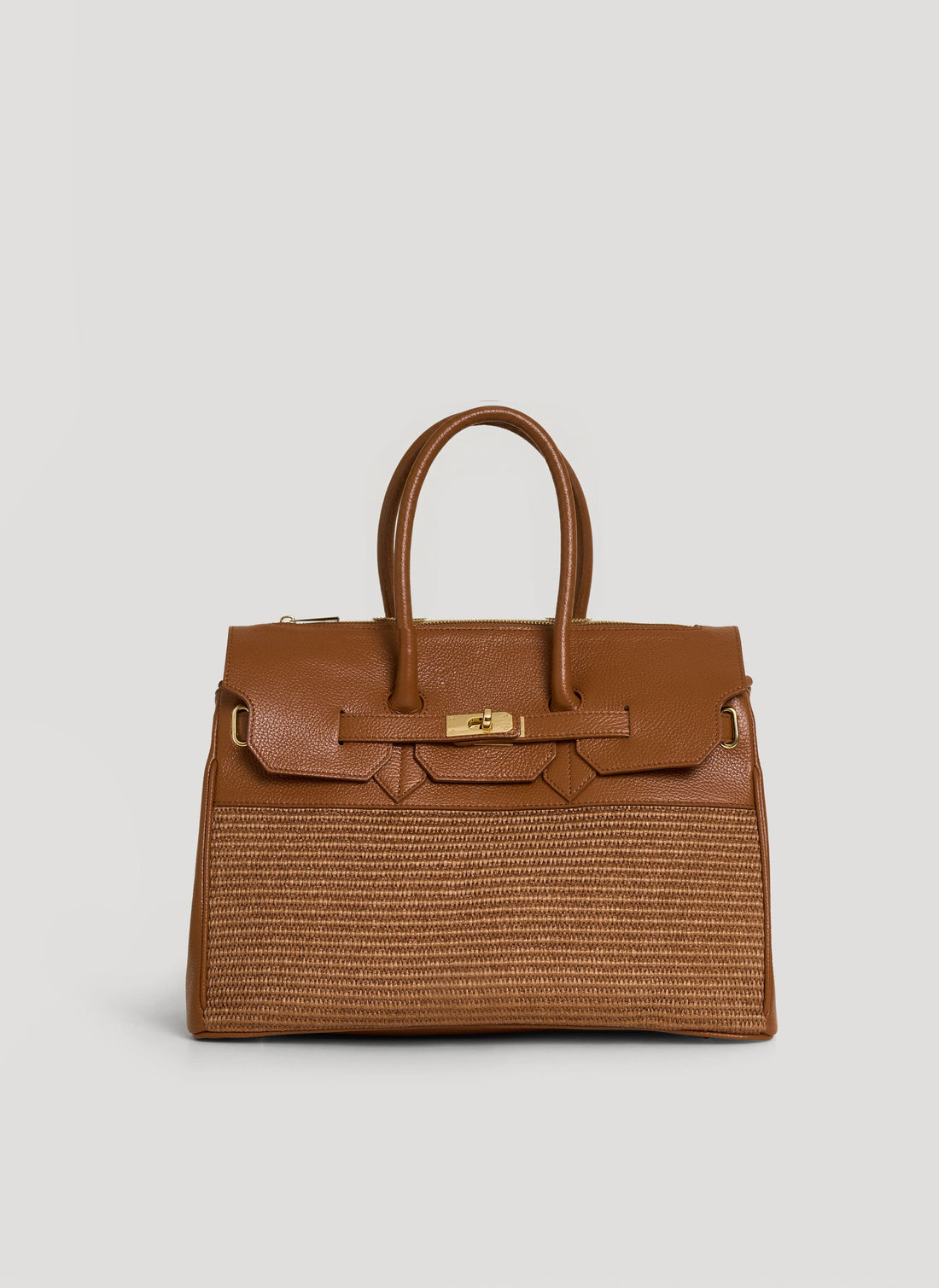 Borsa Elizabeth in Pelle e Rafia Limited Edition Cuoio - Voemièn