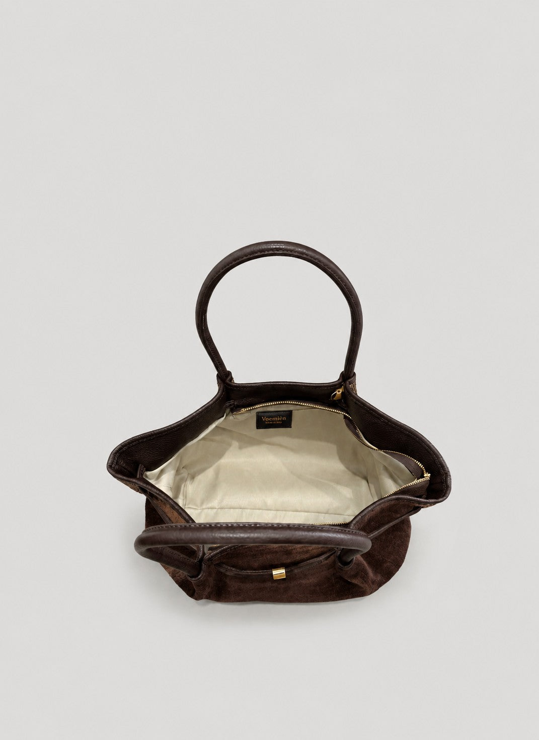 Borsa Brickell in Camoscio e Pelle Testa di moro