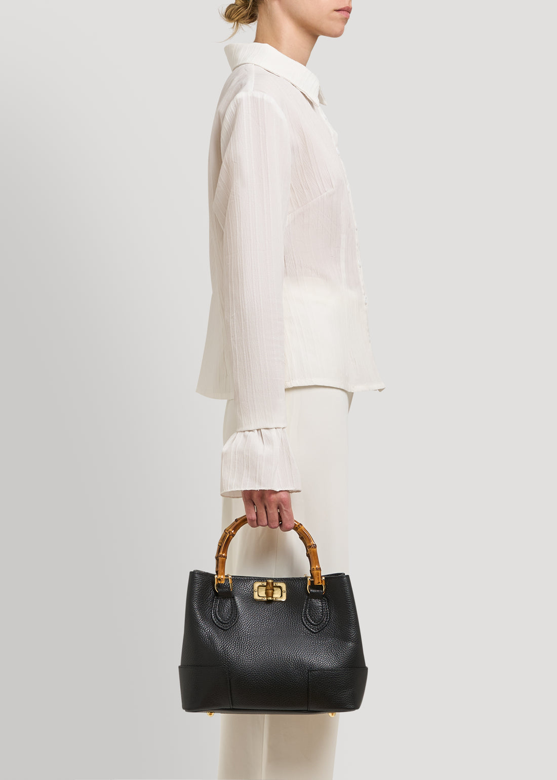 Borsa Bamboo Babe micro in pelle Dollaro Nera