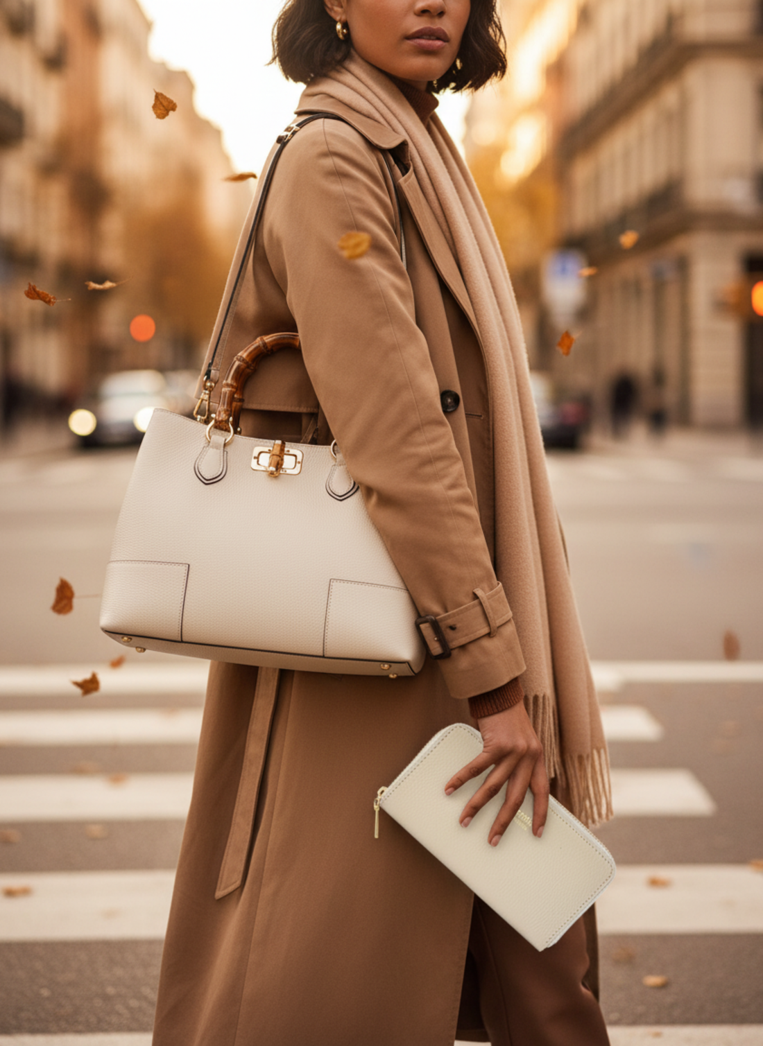 Borsa Bamboo Babe in pelle Dollaro Beige