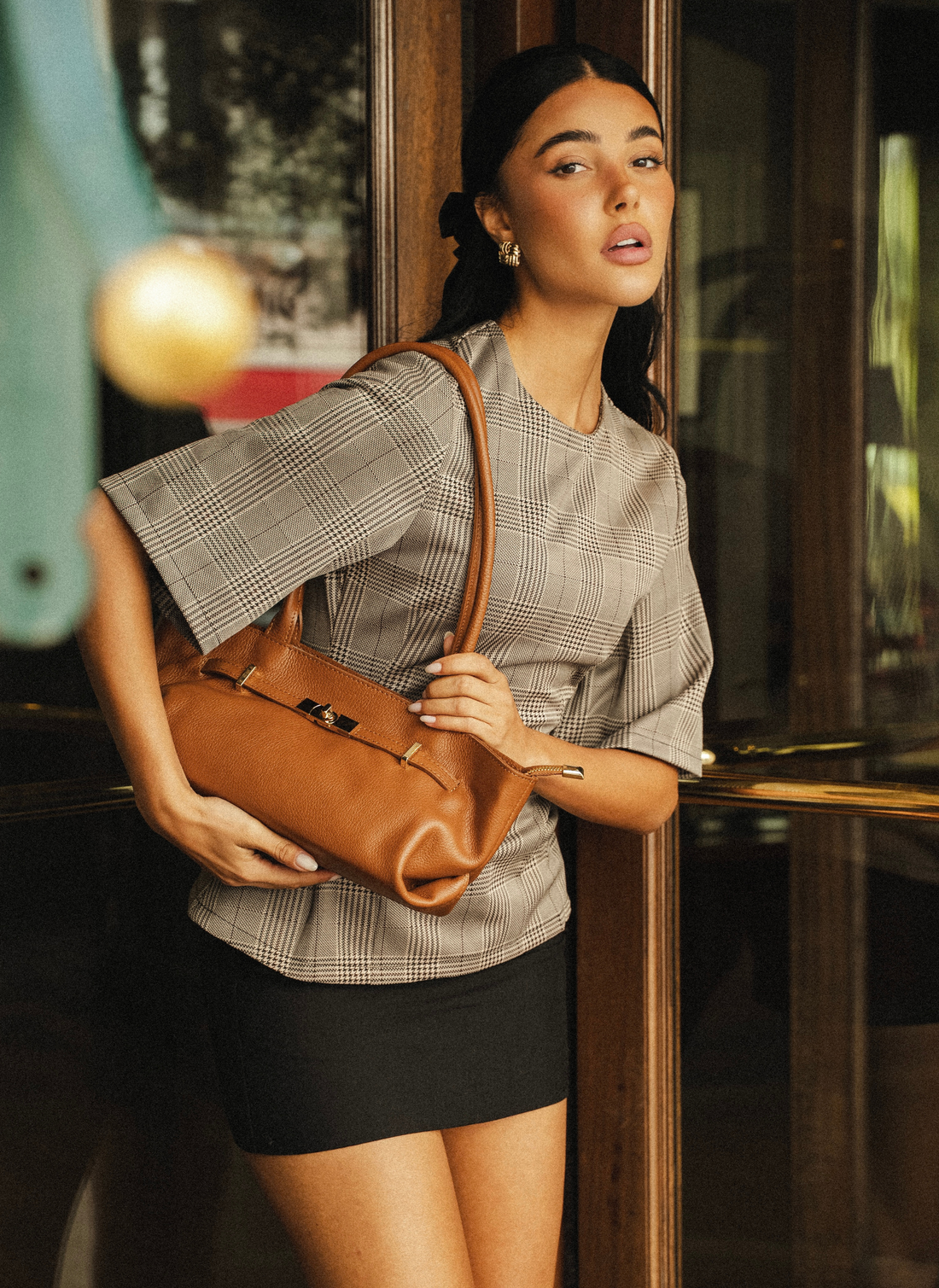Borsa Lola in Pelle Togo Cuoio