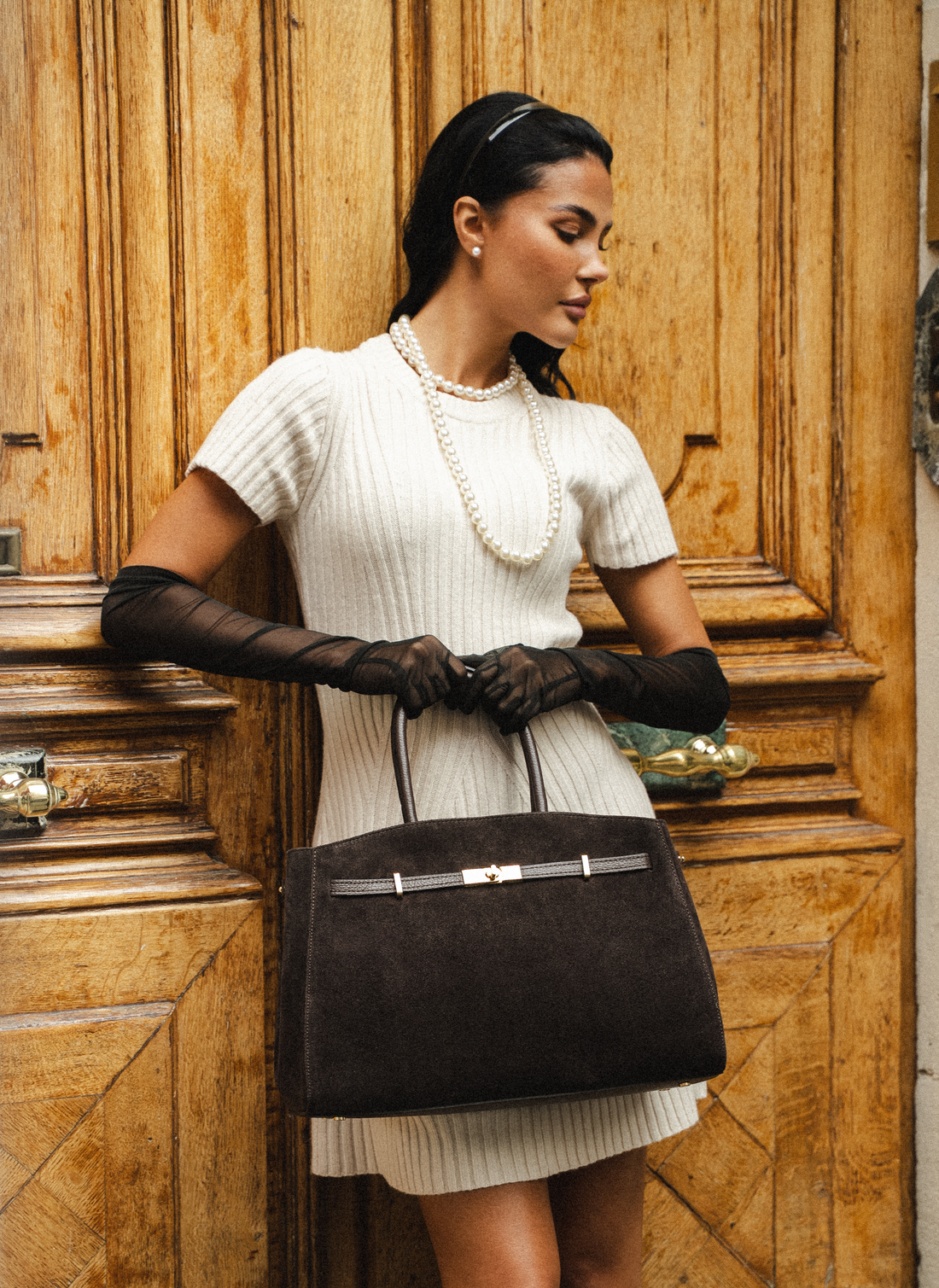 Set Driade Camoscio e pelle Testa di moro