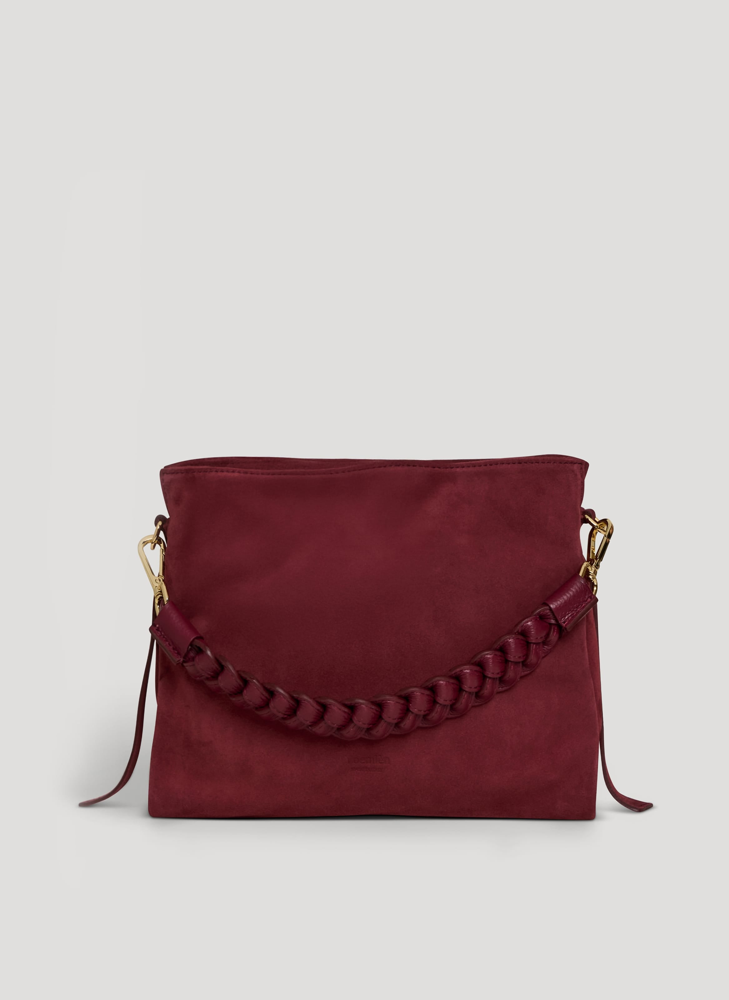 Borsa Braid in Camoscio e Pelle Borgogna - Voemièn