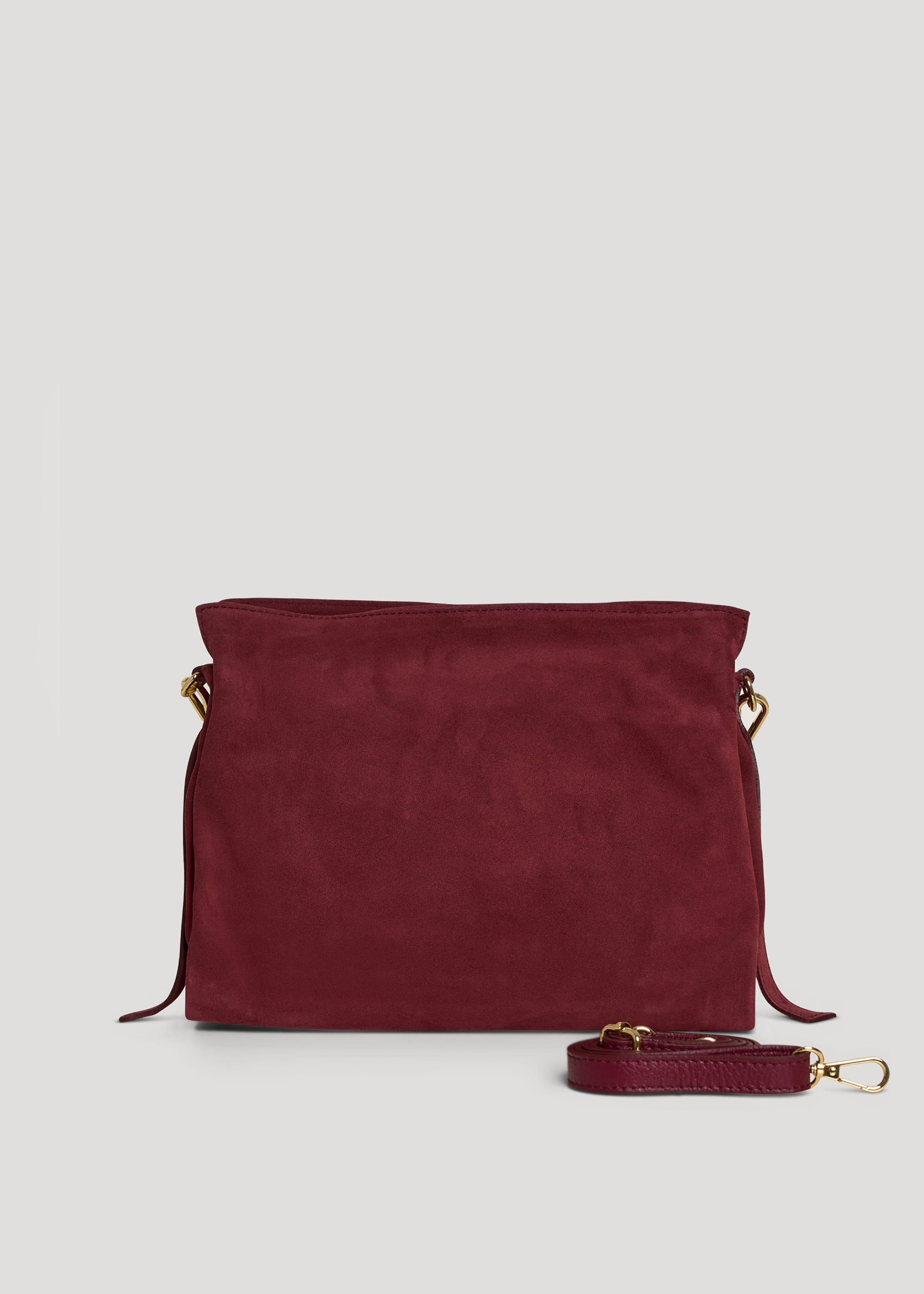 Borsa Braid in Camoscio e Pelle Borgogna - Voemièn