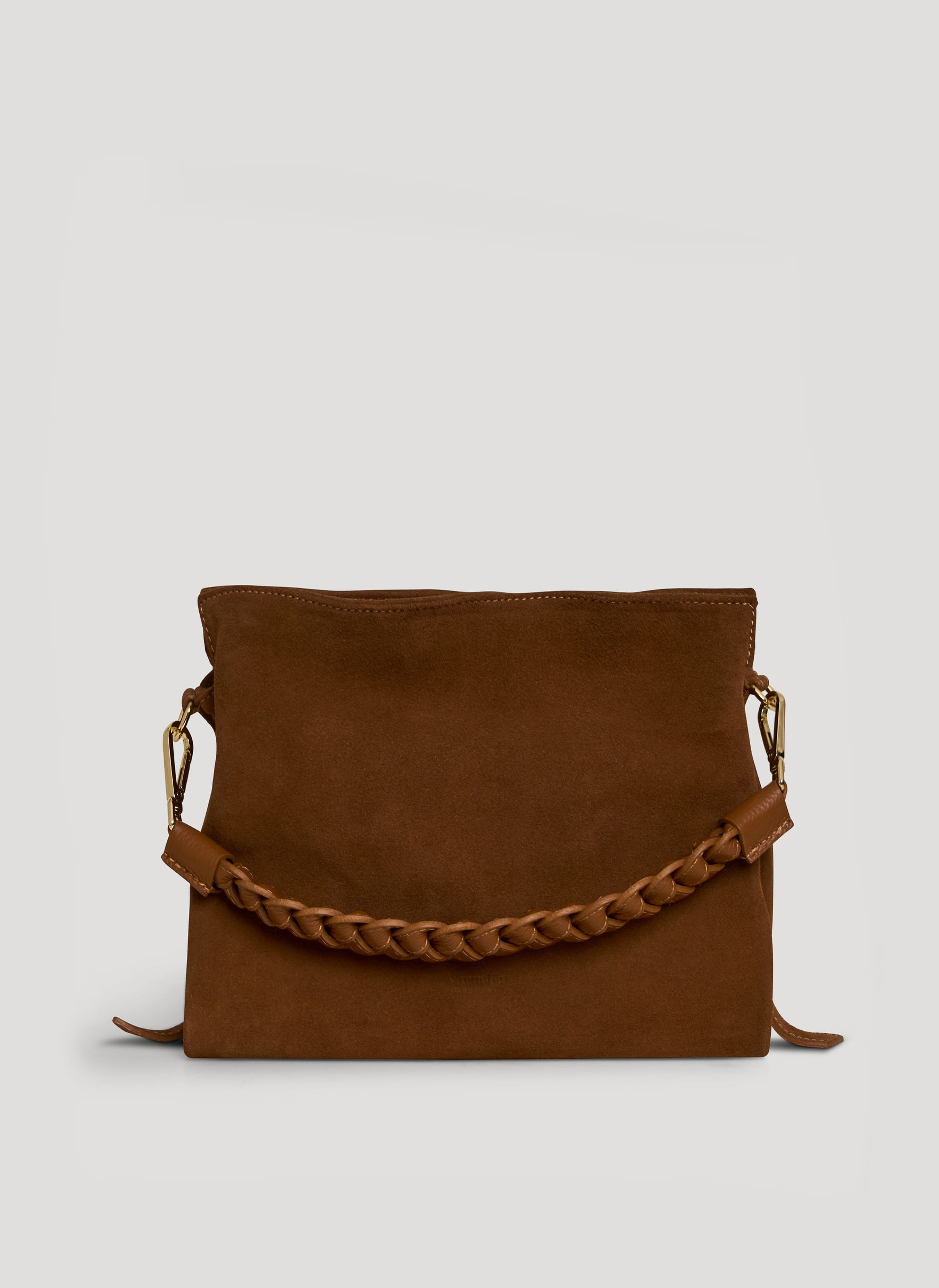 Borsa Braid in Camoscio e Pelle Cuoio - Voemièn