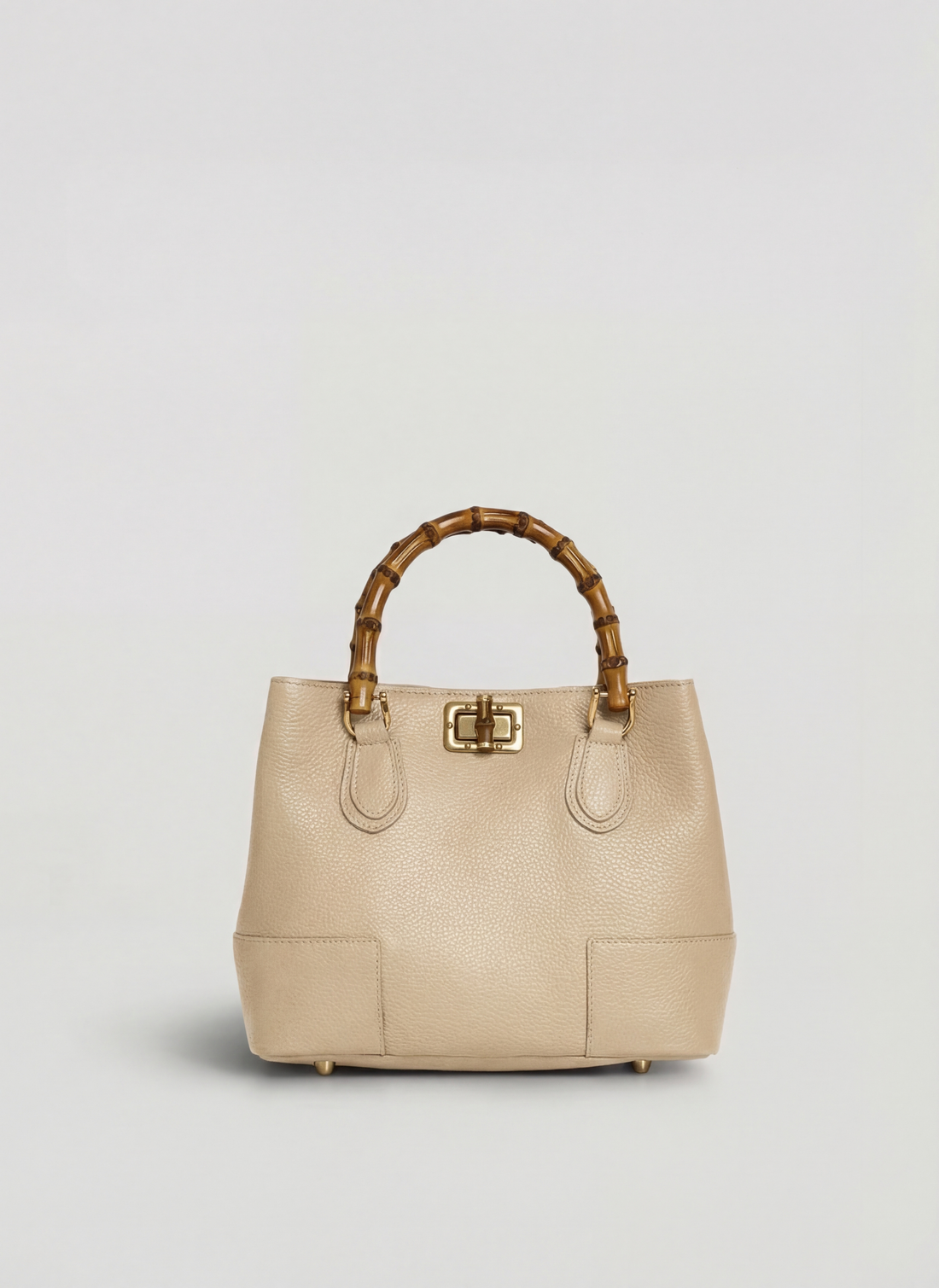 Borsa Bamboo Babe micro in pelle Dollaro Beige - Voemièn