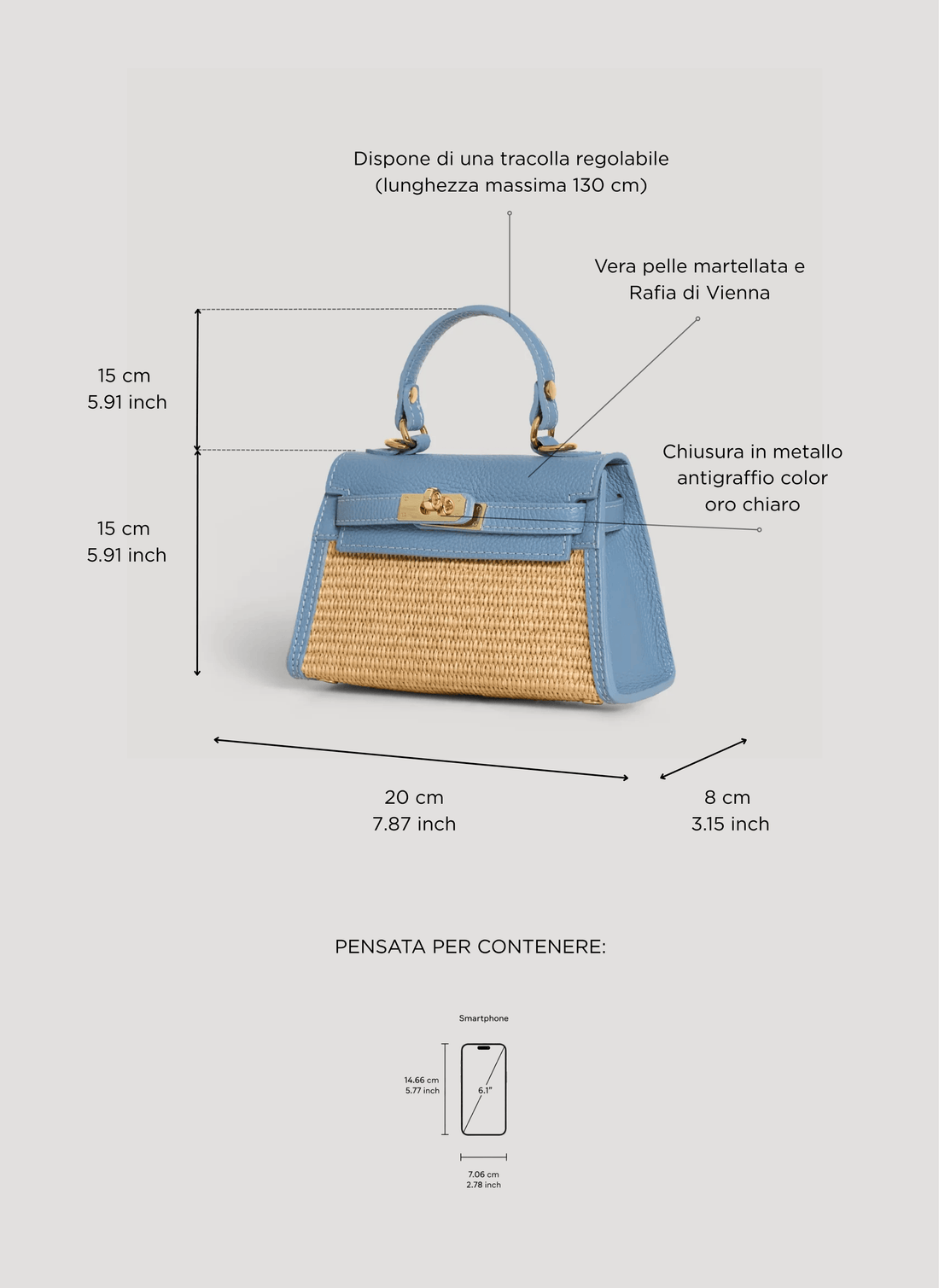 Borsa Victoria in Pelle e Rafia Denim - Voemièn
