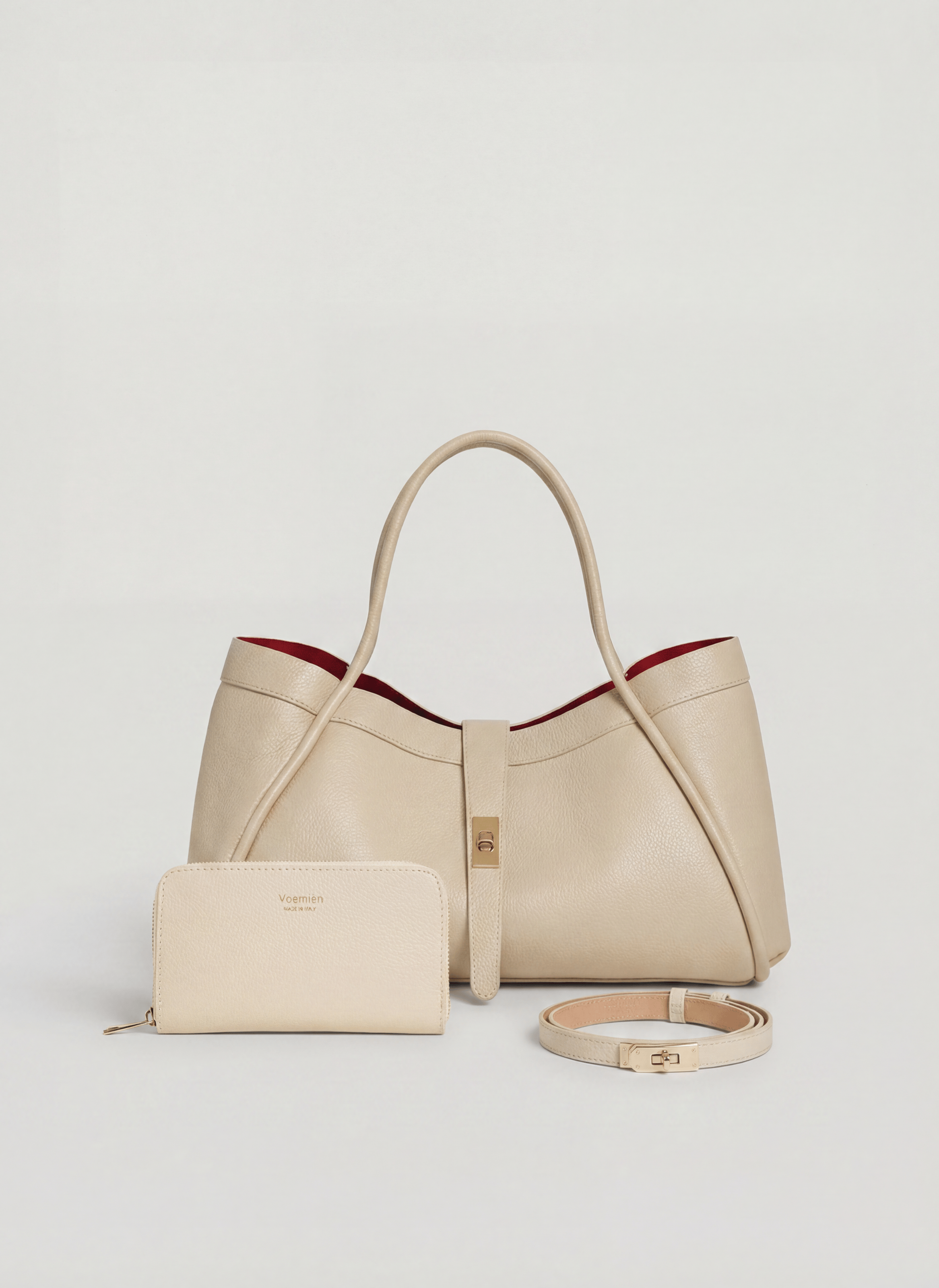 Set Mayfair in Pelle Dollaro Crema - Voemièn