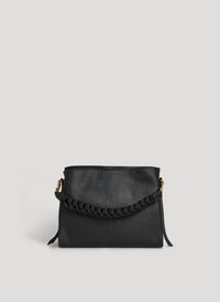 Borsa Braid Media in pelle Dollaro Nera