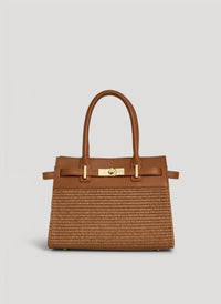 Grace Limited Edition Leather and Raffia Bag Cuoio