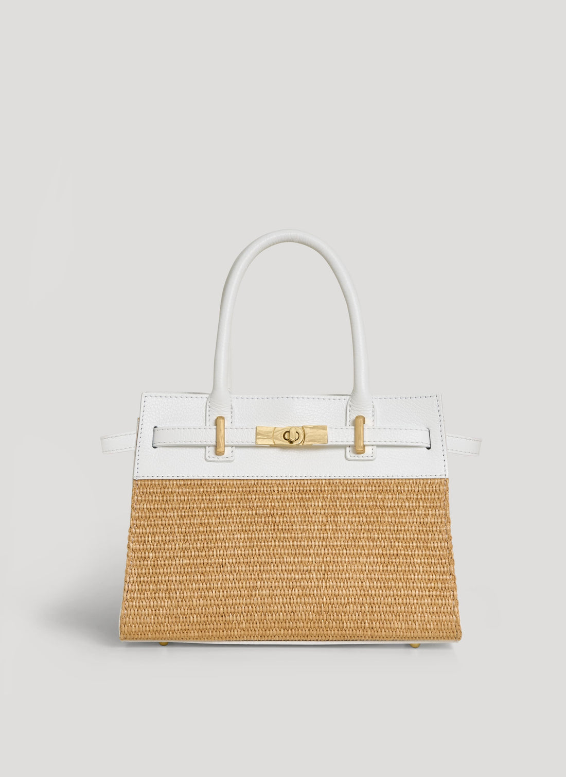 Borsa Grace in pelle e rafia Bianca - Voemièn