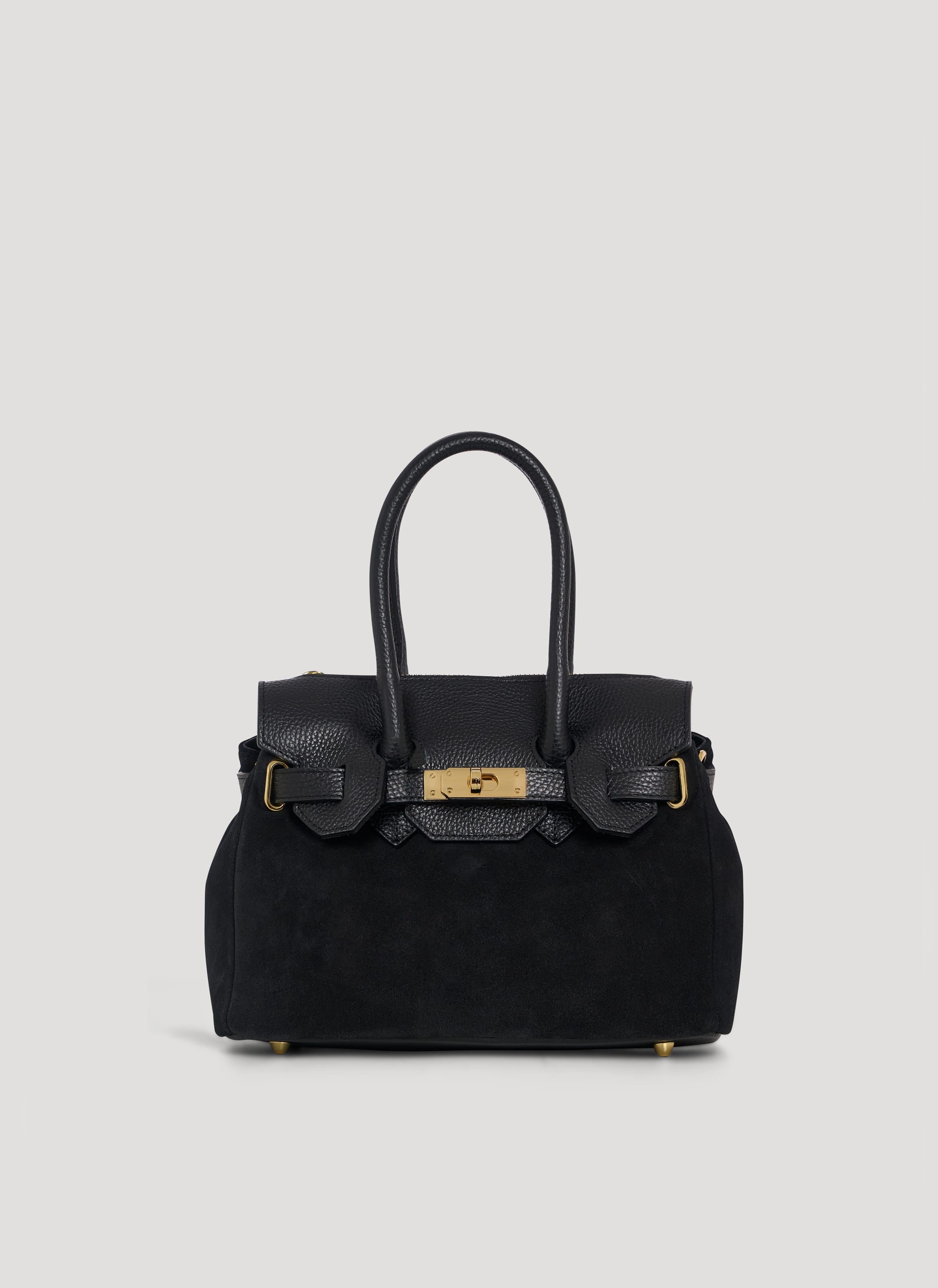 Borsa Elizabeth Micro in Camoscio e Pelle Nera - Voemièn