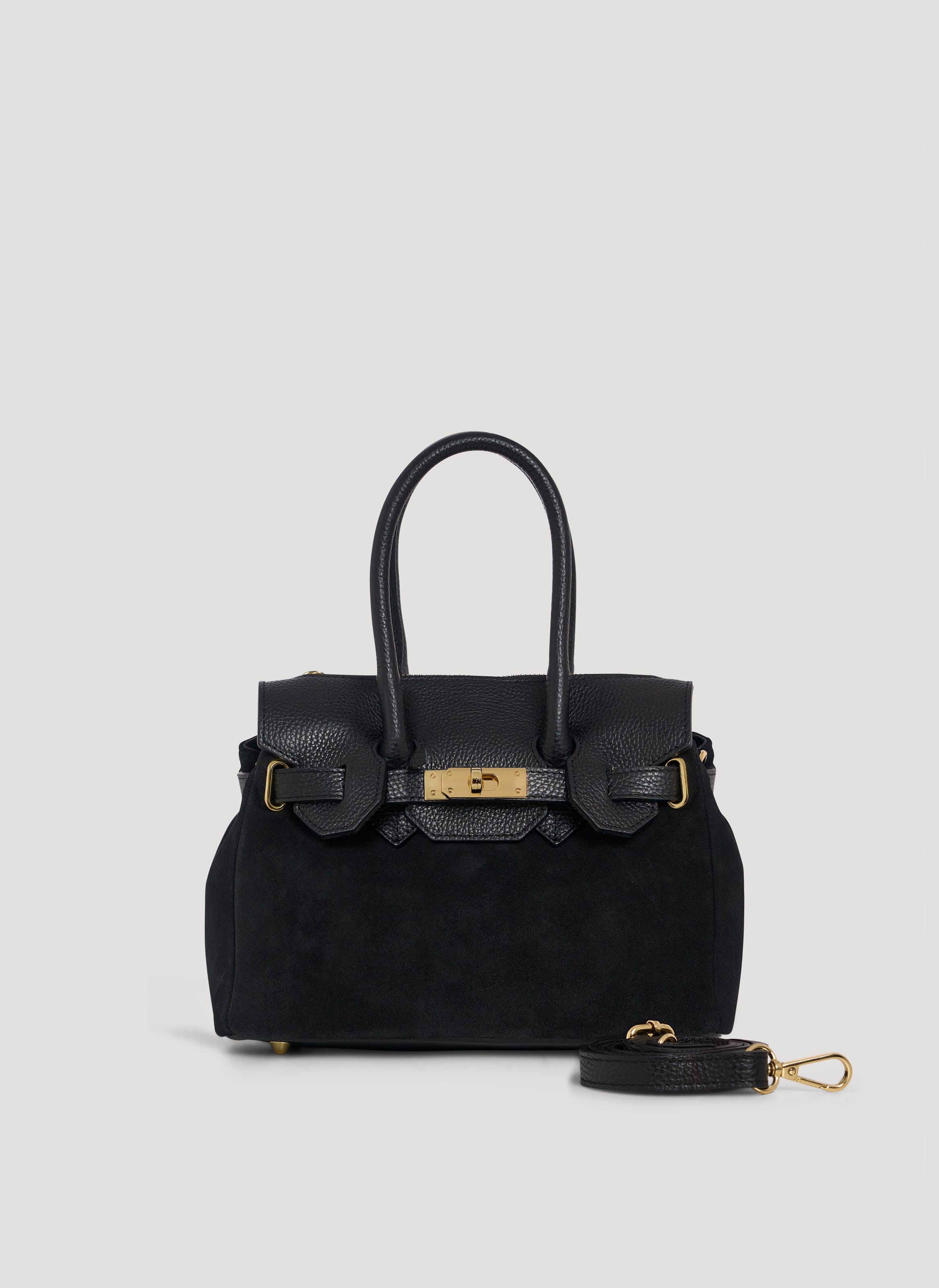 Borsa Elizabeth Micro in Camoscio e Pelle Nera - Voemièn
